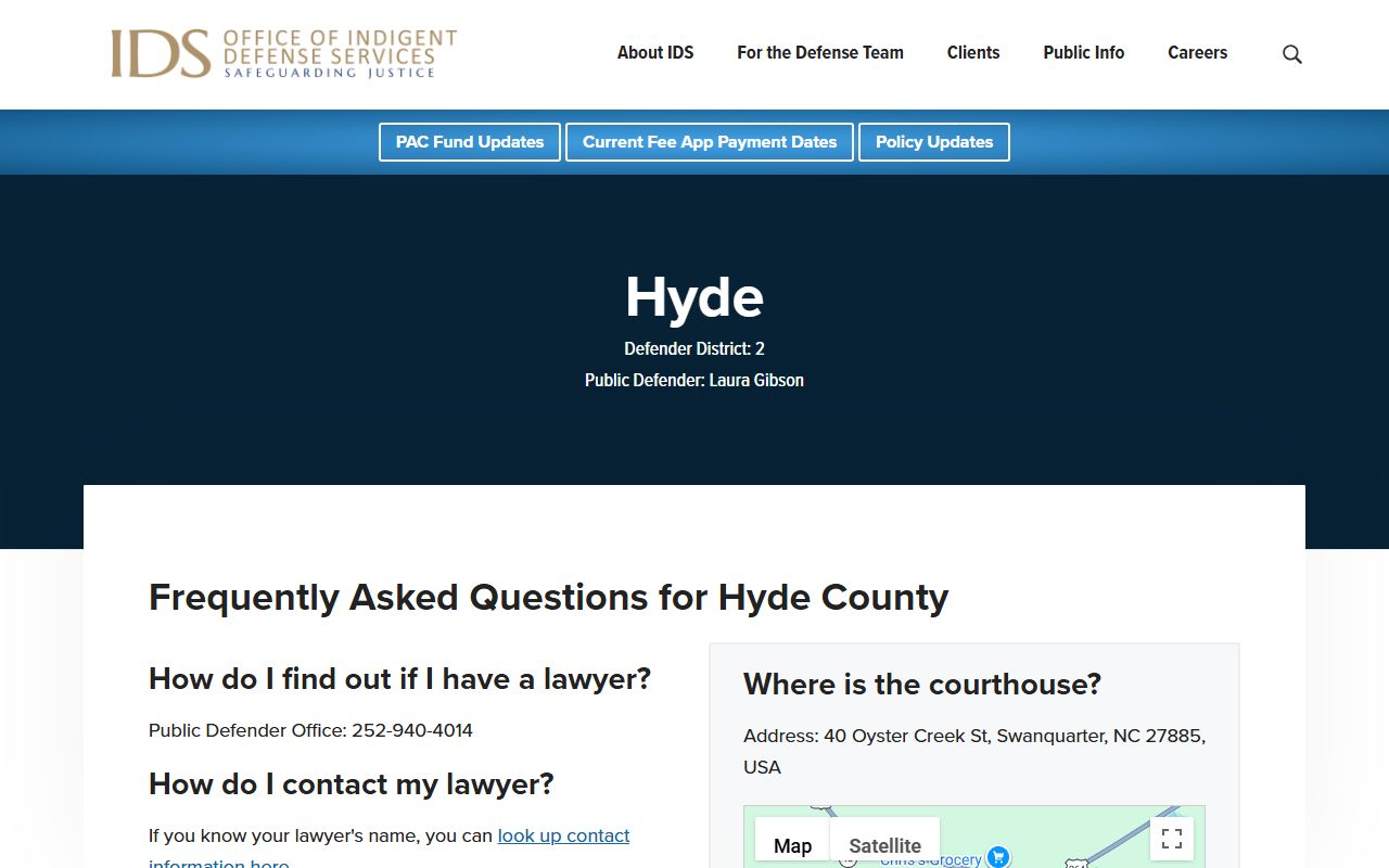 Hyde County arrest records public defender source