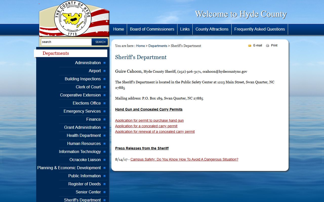 Hyde County arrest records sheriff department source