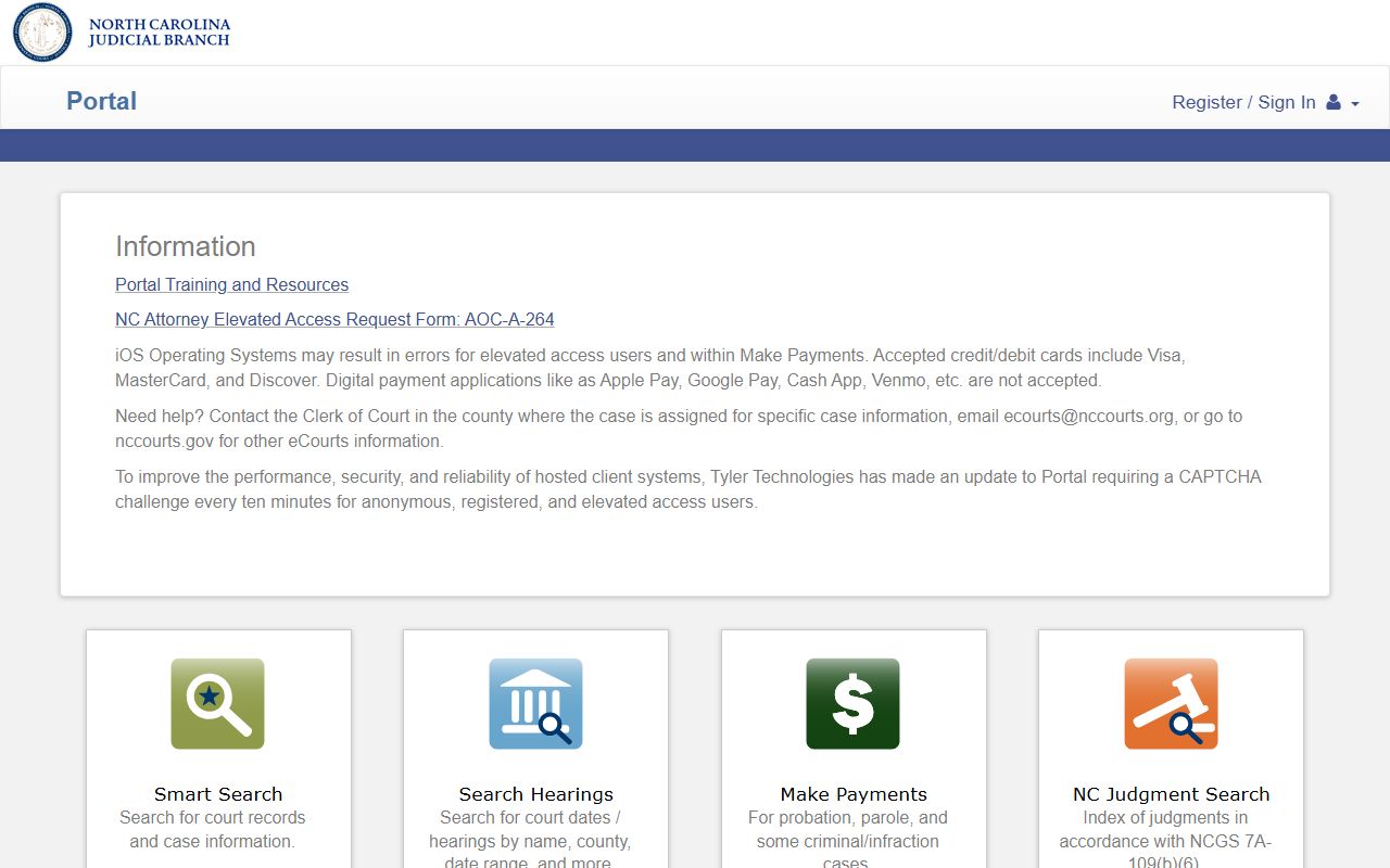 Hyde County court records NC eCourts Portal home