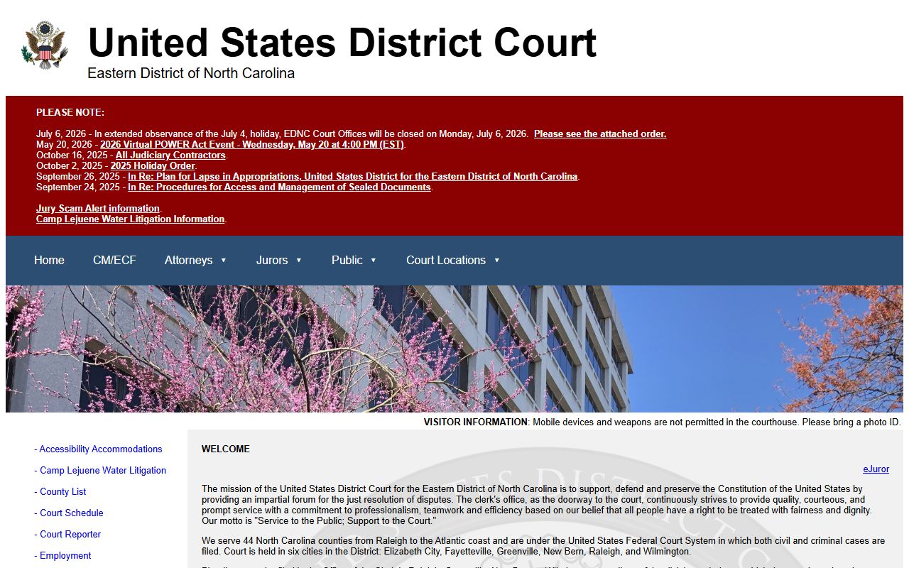 Hyde County Superior Court eastern district federal distinction source