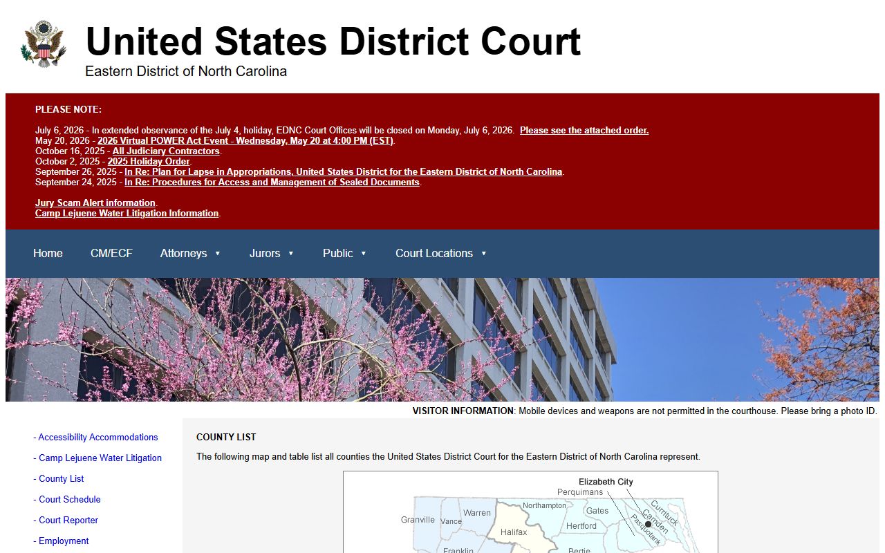 Hyde County Superior Court federal county list source
