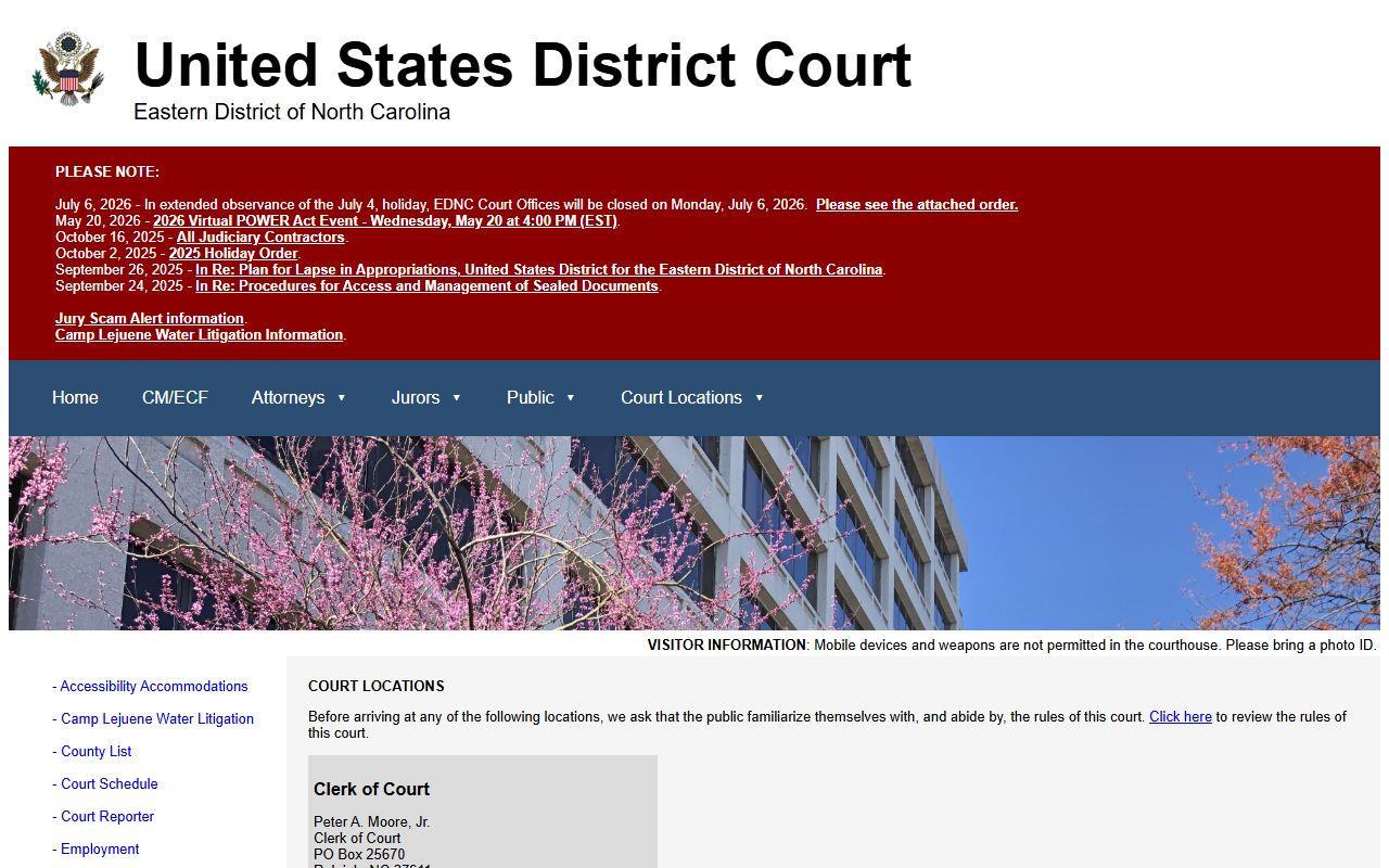 Hyde County Superior Court federal court locations distinction