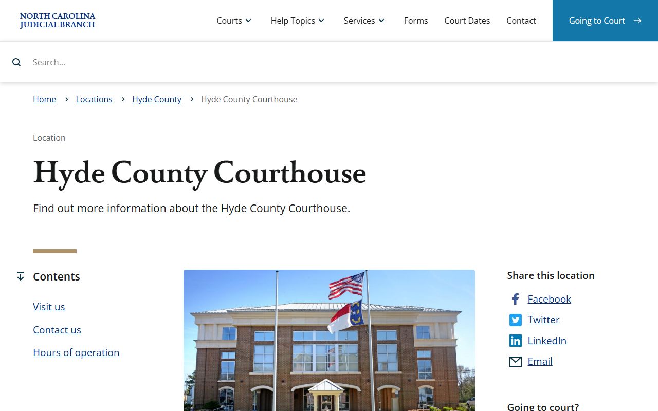 Hyde County court records courthouse page