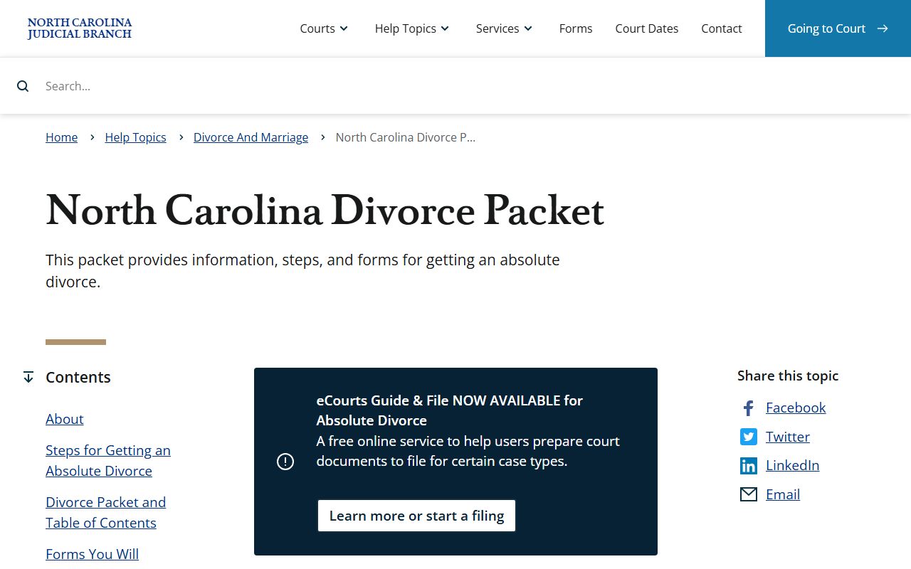 Hyde County divorce records North Carolina divorce packet source