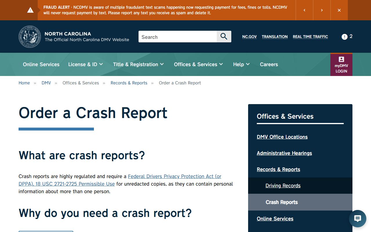 Hyde County traffic court records NCDMV crash reports