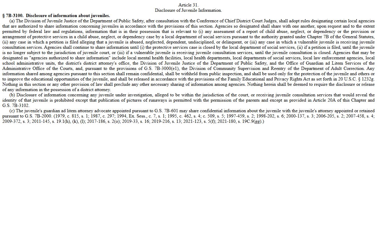 Hyde County warrant records juvenile information sharing statute